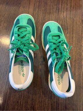 adidas Green and White Retro Low-Top Sneakers